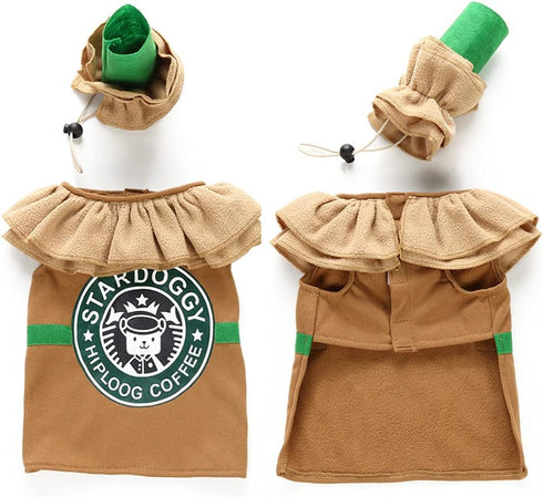 Latte Dog Costume, Funny Iced Coffee Outfit for Halloween, Winter Warm Cosplay for Small Medium Dogs