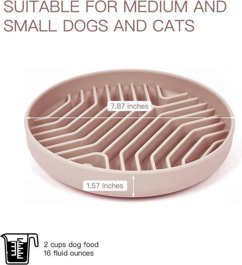 Puzzle Silicone Slow Feeder Dog Bowls, Anti-Choking Design, Non-Slip, Reduces Boredom, Ideal for Medium Small Pets