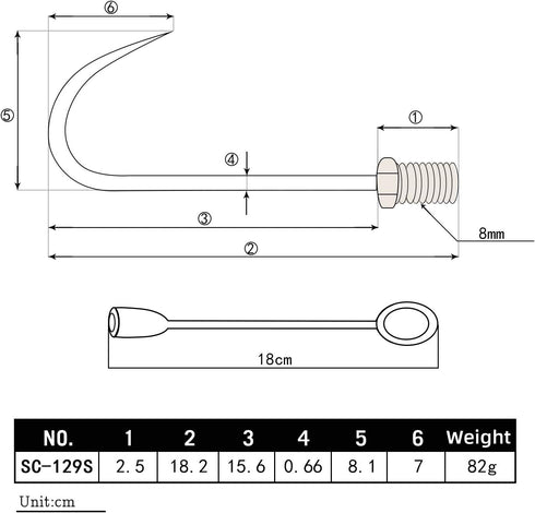 SAN LIKE Telescopic Fishing Gaff, Aluminum/Fiberglass Pole with Nonslip Rubber Handle and Stainless Steel Hook