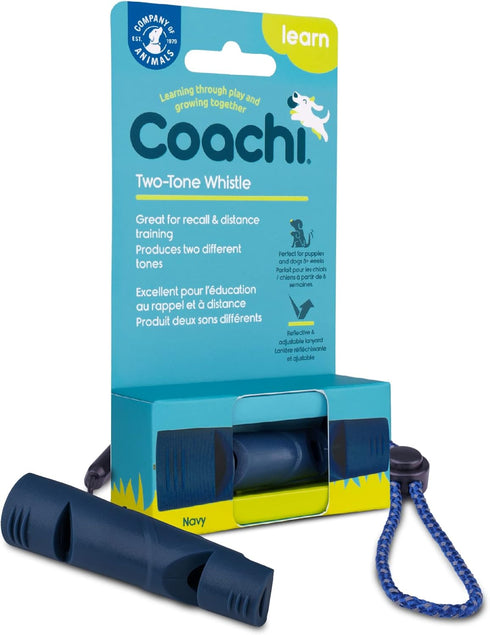 Coachi Two Tone Whistle, Train Two Dogs with Different Commands, Tough Material, Adjustable Reflective Lanyard,