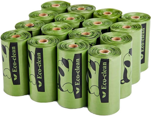 16 Rolls/240 ECO-CLEAN Poop Bags Biodegradable, Bags, Dog Waste Bags, Unscented, Leak-Proof, Easy Tear- Off