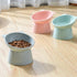LIFKOME 3PCS Elevated Cat Bowls, Raised Plastic Tilted Pet Food Bowl for Flat-Faced Cats (Pink, Blue, Grey)