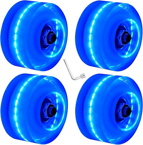 Nezylaf 4 Pack 32 x 58 mm 78A Light Up Roller Skate Wheels with Bearings for Indoor/Outdoor Skating Accessories