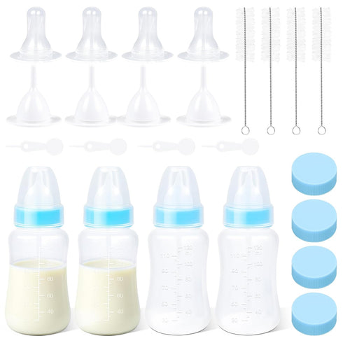 Puppy Kitten Nursing Bottle 4oz - Small Animal Feeding Kit with Nipples