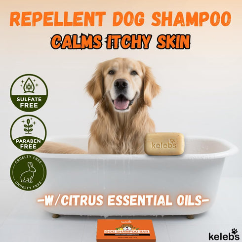 Deodorizing Dog Shampoo for Smelly Dogs, Organic Pet Shampoo Bar with Citrus Essential Oils, Eco-Friendly, Zero Plastic