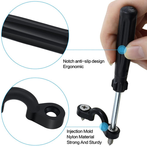 Kayak Pad Eye Deck Loops Tie Down with Screws for Kayak Rigging, 10Pcs, Black
