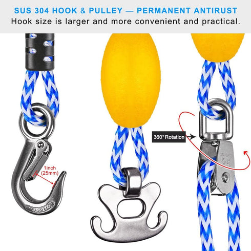 SELEWARE Heavy Duty Boat Tow Harness for Tubing, Stainless Steel Quick Connector, Self Centering Tow Harness