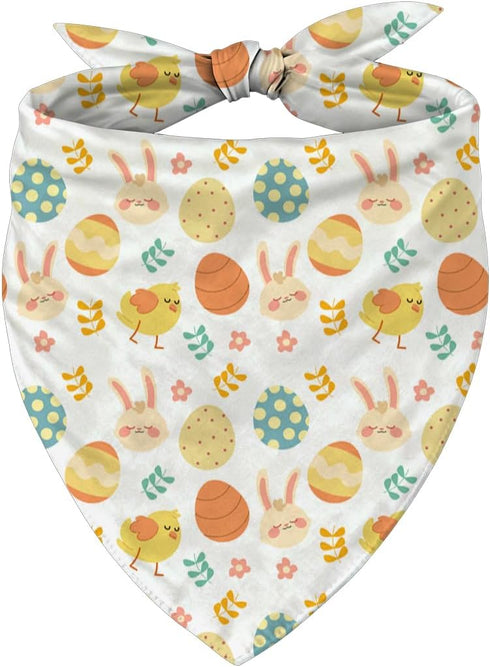YJIKRTVT Easter Dog Bandana, Cute Bunny & Chick Triangle Pet Scarf, Colorful Easter