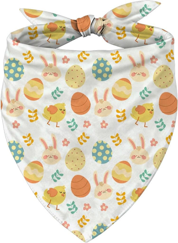 YJIKRTVT Easter Dog Bandana, Cute Bunny & Chick Triangle Pet Scarf, Colorful Easter