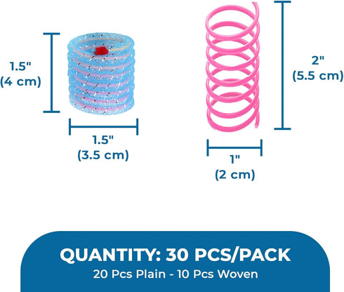 30 Pack SunGrow Cat Coil Springs, Feline Entertainment for Indoor Kitten, Plastic and Woven Colorful Wire Tube, Pet
