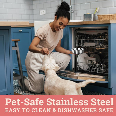 2pcs Stainless Steel Dog Bowls: Hammered Thickened Metal Feeding or Water Bowls for Small/Medium/Large Dogs & Cats