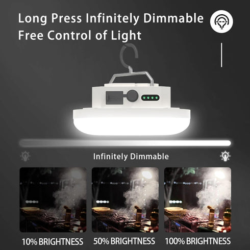 Dimming) Hanging Camping Tent Light LED Rechargeable Portable Lantern Waterproof Outdoor Camp Lamp with Battery Power