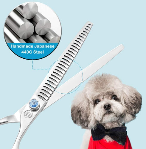 Moontay Professional Dog Grooming Scissors Kit, JP-440C Stainless Steel for Cutting and Trimming (8")
