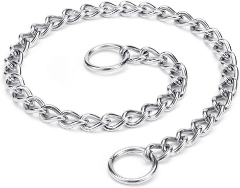 Mogoko Stainless Steel Dog Choke Chain Collar, Puppy Metal P Chain Slip Collar for Training Walking (3.5mm;22.0 Inch)