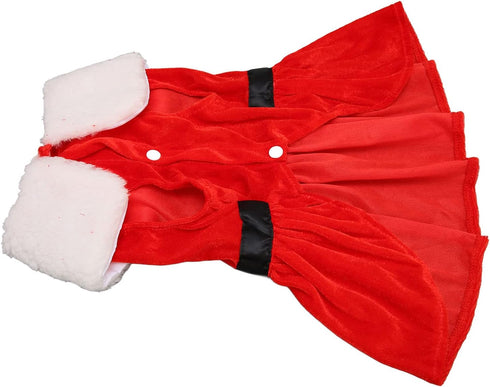 Christmas Dog Dress, Santa Claus Velvet Skirt Outfit for Small Medium Dogs Cats, Cute Holiday Apparel