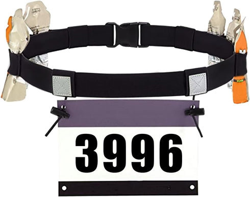 2Pcs 6 Race Number Belt Race Bib Belts with Energy Gel Loops for Marathon Triathalon Running No Safety Pins Required