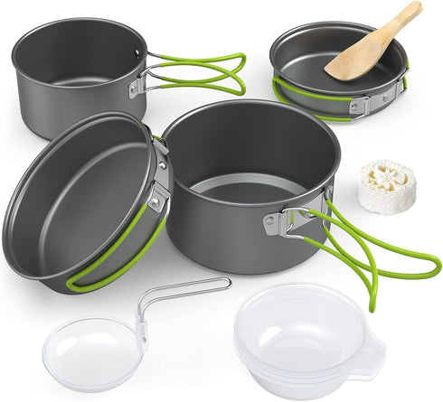 ACAGALA 2-3 Set Portable Outdoor Tableware Camping Cookware People Multifunctional Portable Cooking for Outdoor Stove