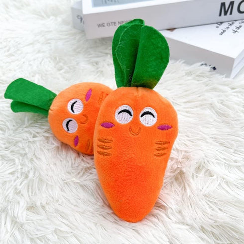 Sndperiexam 2 Pcs Soft Puppy Pet Supplies, Cute Orange Carrot Plush Chew Squeaker Sound Squeaky Toys for Dog Cat