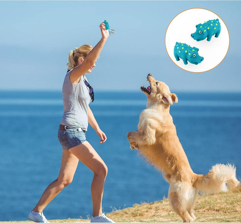 WishLotus Natural Latex Dog Squeak Toy, 2pcs Pig-Shaped Chew Toy for Teeth Cleaning, Mini Toy for Small Dogs