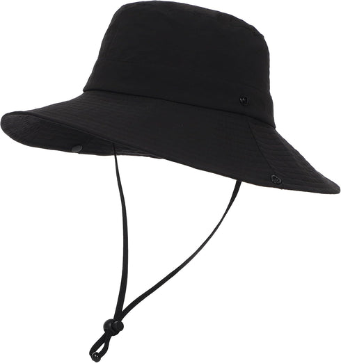 Solid Packable Sun Hat for Women and Men, Wide Brim Waterproof Beach Bucket Hats, UPF 50+
