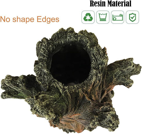 Fish Tank Tree Trunk Decorations, Lifelike Hollow Wood Ornament for Fish to Swim Through