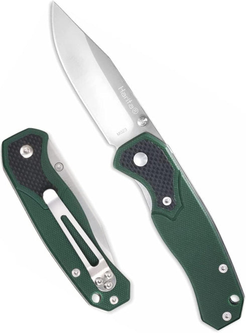 Outdoor Pocket Knife for Men, G10 Handle, 2.95-inch 8Cr13MoV Stainless Steel Blade, Portable Pocket Clip