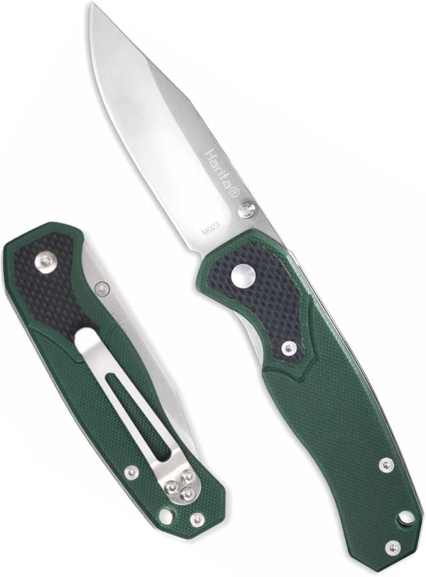 Outdoor Pocket Knife for Men, G10 Handle, 2.95-inch 8Cr13MoV Stainless Steel Blade, Portable Pocket Clip