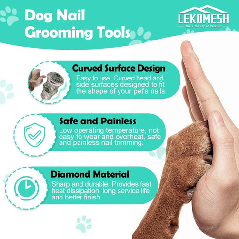 5pcs 1/8" Dog Nail Grinder Bits - Animal Diamond Rotary Bit for Dogs and Cats, Pet Nail Grinder Wheel for Home Grooming