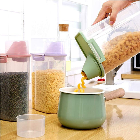Pet Food Storage Container with Measuring Cup, Pour Spout, Seal Buckles for Dogs Cats, Purple