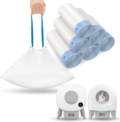120 Count Drawstring Cat Litter Bags Compatible with Fumoi and Fsitego Self