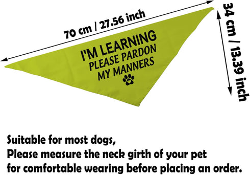 1 Piece Resue I'm Learning Please Pardon My Manners Dog Bandana Give Space Rescue Dog Bandana Pardon Dog Scarf (I'm Learning D)