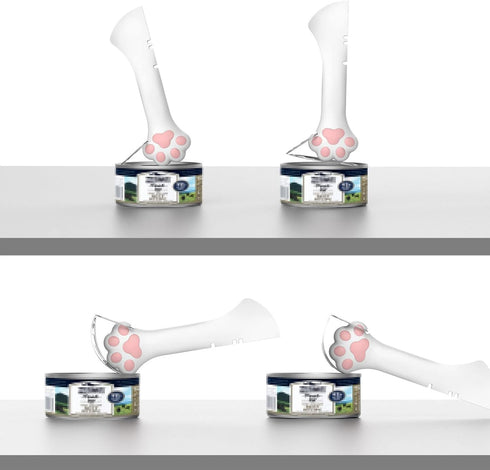 Cat Jar Opener - Comfortable Multifunction Cat Design Canned Spoon for Pet Food Supplies (White)