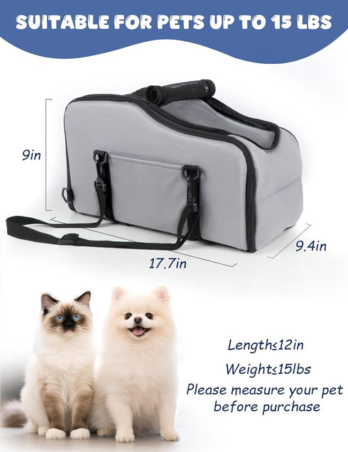 Roetelo Backpack 12 lbs Dog Car Seat for Small Dogs, Portable Center Console Dog Car Seat, Pet Travel with Safe