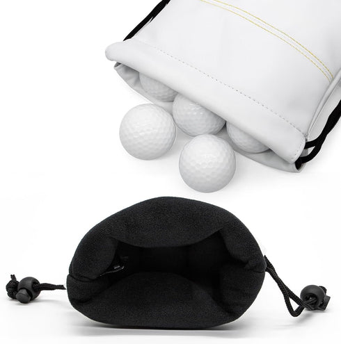 Golf Valuables Pouch, Leather Tee Pouch with Drawstring Closure, Portable Golf Accessories