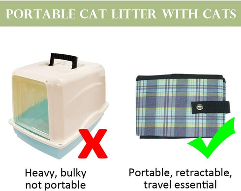 Collapsible Portable Cat Litter Box, Foldable Travel Litter Box, Waterproof, Standard Carrier Blue