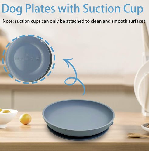 Silicone Dog Bowl Set of 2, 7.7in No Spill Puppy Food and Water Dish, Non-Tippable Feeding Bowls for Small & Medium Pets