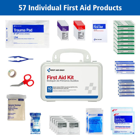 First Aid Only 6060 All-Purpose Emergency First Aid Kit, 10-Person, 57 Pieces for Home, Worksite, Car