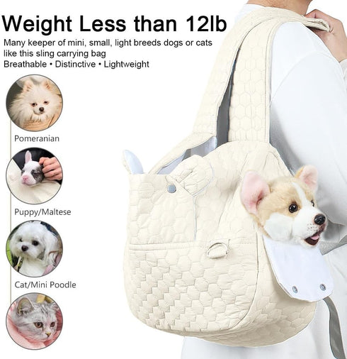 Gleegain Backpack Dog Sling Carrier for Hiking Camping Travel Hands-Free Cross Shoulder Straps Safety Leash Ring Puppy