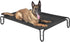 pettycare Elevated Outdoor Dog Bed, Raised Dog Cot for Large Dogs, Waterproof Cooling Bed with Breathable Mesh, Black,