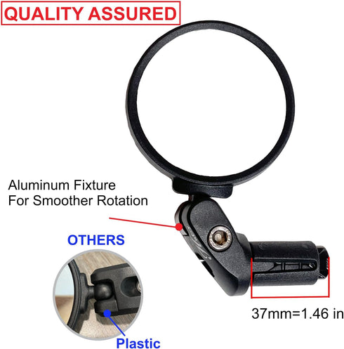 Hafny Bar End Bike Mirror - Stainless Steel Lens Adjustable Rearview Cycle Mirror, Black