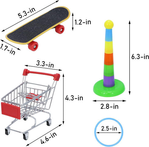 Wontee Bird Toys Mini Shopping Cart, Skateboard Ring Toy for Budgies and Parrots (3 Pack)