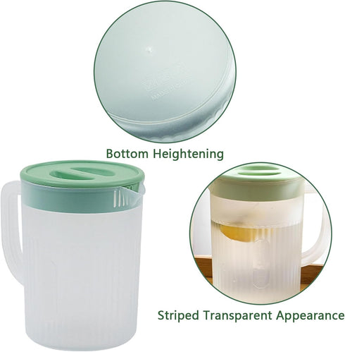 Toguma 2.2 Liter Plastic Water Pitcher, Large-Capacity Household Jug with Lid for Hot Cold Beverages