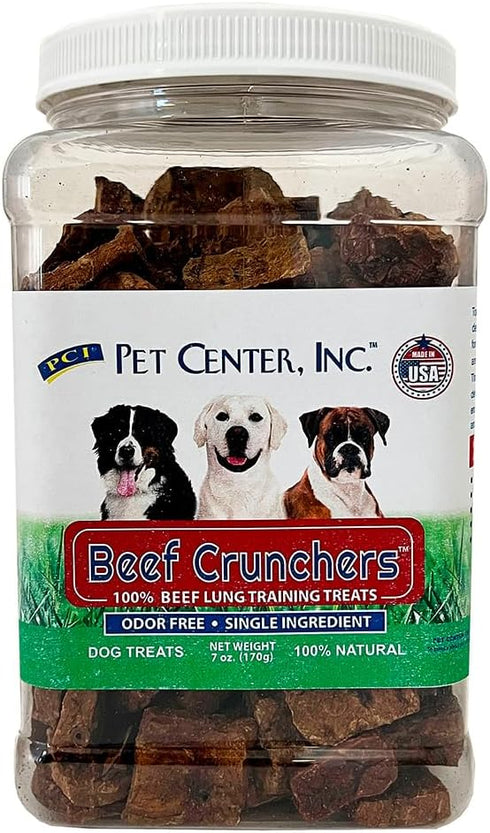 Pet Center, Inc Beef Crunchers: 100% Beef Lung Training Treats for Dogs - Premium Quality Natural Single Ingredient 7 oz