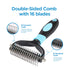 Dog Brush for Shedding - 2 Sided Deshedding Comb for Short & Long Haired Dogs, Cats & Pets - Blue