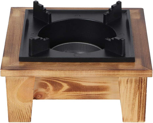 Portable Alcohol Stove with Wooden Shelf, Tabletop Barbecue Oven for Outdoor Cooking