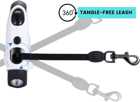 Retractable Dog Leash with Built-in LED Light, Tangle Free, 10 Ft Long for Small to Medium Dogs up to 44 Lbs