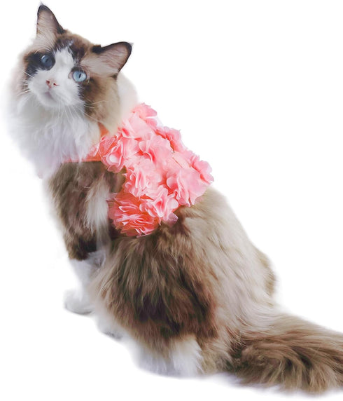 Cute Dog Harness - Escape-Proof Flower Harness with Leash Set, Soft Mesh Small Puppy Vest for Cats and Dogs, Pink &