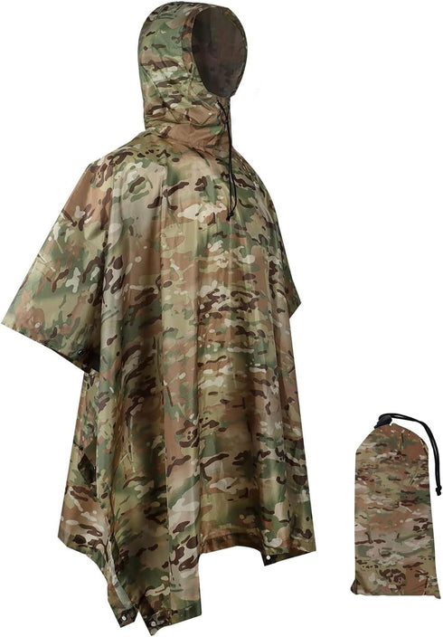 WINWAY Military Style Poncho - Multi Use Rip-Stop Camouflage Raincoat
