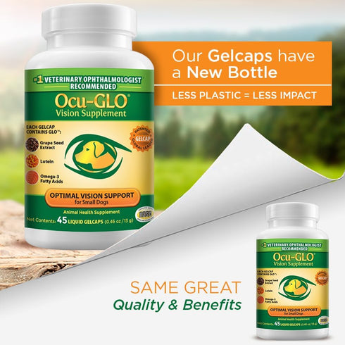 Ocu-GLO Vision Supplement for Small Dogs by Animal Necessity, Lutein, Omega-3, Antioxidants for Eye Health, 45ct