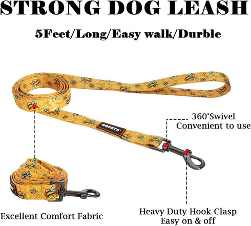 QQPETS Dog Harness Leash Set, Adjustable Heavy Duty No Pull Halter for Small Medium Large Dogs (XS, Yellow Bee)